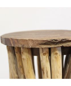 Cosma Tavolino Giardino Rotondo in Teak 30x30x45 cm Marrone