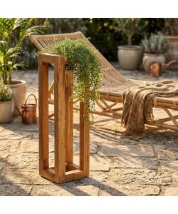 Cecily Fioriera Media in Legno Riciclato Marrone 18x18x75 cm Rettangolare