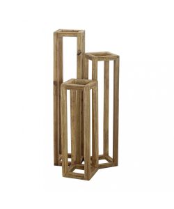 Cecily Fioriera Piccola in Legno Riciclato Marrone 18x18x60 cm Rettangolare