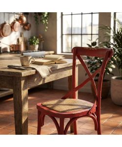 Cosma Sedia vintage rossa in legno 46x42x87cm senza braccioli rustica