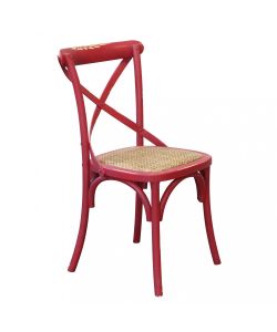 Cosma Sedia vintage rossa in legno 46x42x87cm senza braccioli rustica