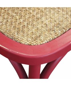 Cosma Sedia vintage rossa in legno 46x42x87cm senza braccioli rustica