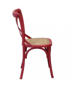 Cosma Sedia vintage rossa in legno 46x42x87cm senza braccioli rustica