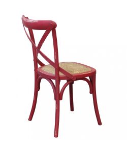 Cosma Sedia vintage rossa in legno 46x42x87cm senza braccioli rustica