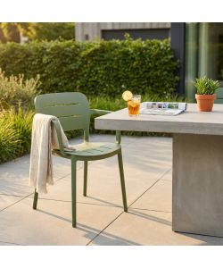 Cosma Poltrona Impilabile Verde Oliva 52,5x53x79 cm Moderno con Braccioli