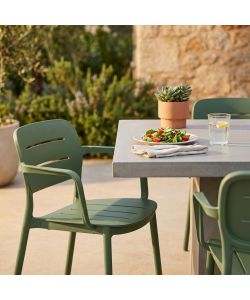 Cosma Poltrona Impilabile Verde Oliva 52,5x53x79 cm Moderno con Braccioli