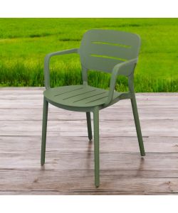 Cosma Poltrona Impilabile Verde Oliva 52,5x53x79 cm Moderno con Braccioli
