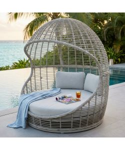 Cosma Conchiglione Ushuaia Fisso Circolare Wicker Grigio Chiaro �110 cm