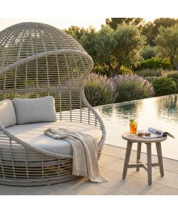 Cosma Conchiglione Ushuaia Fisso Circolare Wicker Grigio Chiaro Ø110 cm