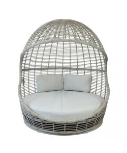 Cosma Conchiglione Ushuaia Fisso Circolare Wicker Grigio Chiaro Ø110 cm