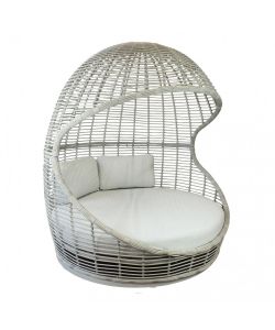 Cosma Conchiglione Ushuaia Fisso Circolare Wicker Grigio Chiaro Ø110 cm