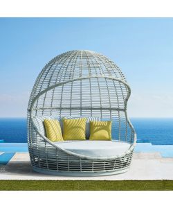 Cosma Conchiglione Ushuaia Fisso Circolare Wicker Grigio Chiaro Ø110 cm
