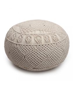 Cosma Pouf Tondo in Cotone Bianco 40x40 cm - Design Boho Fisso