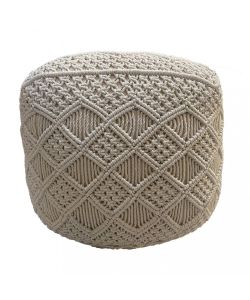 Cosma Pouf Quadrato in Cotone Bianco 45x45 cm Design Boho Fisso