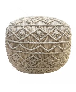 Cosma Pouf Bengasi Quadrato Bianco in Cotone 45x45 cm Stile Boho