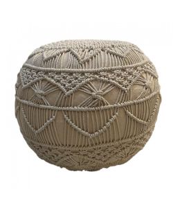 Cosma Pouf Quadrato Bianco in Cotone 40x40 cm Stile Boho Fisso