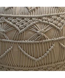 Cosma Pouf Quadrato Bianco in Cotone 40x40 cm Stile Boho Fisso