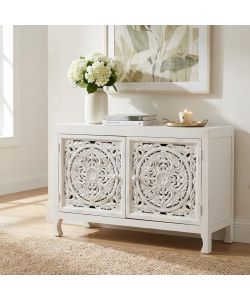 Cosma Mobile Holden - Credenze in Legno di Mango Bianco 125x45x80 cm