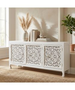 Cosma Mobile Jacob - Credenze in Legno di Mango Bianco 180x45x80 cm