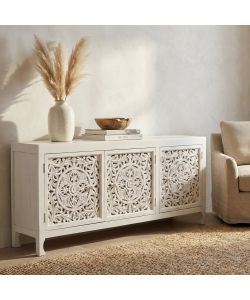 Cosma Mobile Jacob - Credenze in Legno di Mango Bianco 180x45x80 cm