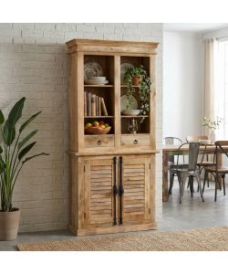 Cosma Mobile Julian Credenza in Legno di Mango 100x40x215 cm Marrone Chiaro