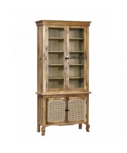 Cosma Mobile Kaleb in Legno di Mango 4 Ante Color Marrone Chiaro 100x40x210 cm
