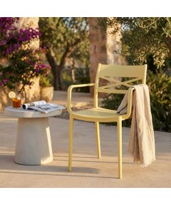 Cosma Poltrona da Pranzo Impilabile Gialla con Braccioli 55x55x81 cm