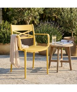 Cosma Poltrona da Pranzo Impilabile Gialla con Braccioli 55x55x81 cm