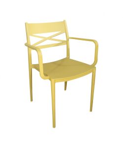 Cosma Poltrona da Pranzo Impilabile Gialla con Braccioli 55x55x81 cm
