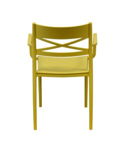 Cosma Poltrona da Pranzo Impilabile Gialla con Braccioli 55x55x81 cm