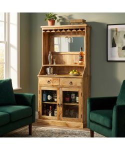 Cosma Mobile Lincoln Credenza Alta in Legno di Mango Marrone 90x45x178