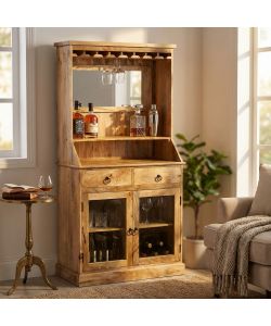 Cosma Mobile Lincoln Credenza Alta in Legno di Mango Marrone 90x45x178