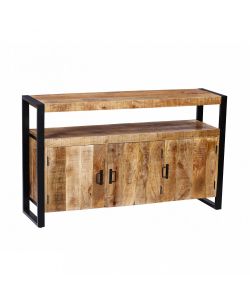 Cosma Mobile Abraham 3 Ante in Legno di Mango 150x40x90h Nero Marrone