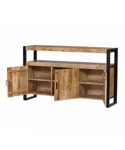 Cosma Mobile Abraham 3 Ante in Legno di Mango 150x40x90h Nero Marrone