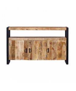 Cosma Mobile Abraham 3 Ante in Legno di Mango 150x40x90h Nero Marrone