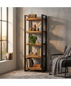 Cosma Mobile Alberic Libreria Industriale 5 Ripiani 60x40x180 cm Marrone