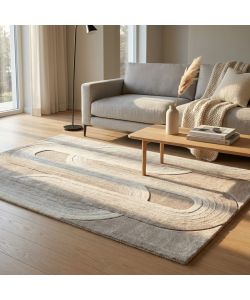 Cosma Tappeto Hugues Rettangolare in Lana Beige 160x230 Moderno Fisso