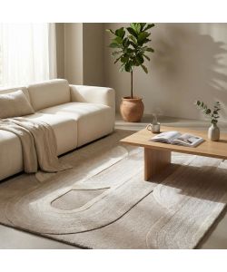 Cosma Tappeto Hugues Rettangolare in Lana Beige 160x230 Moderno Fisso