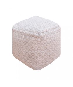 Cosma Pouf Quadrato Ecrù e Bianco 40x40 cm in Cotonex e Lana
