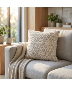 Cosma Cuscino Jean 45x45 cm Ecrù e Bianco in Cotonex e Lana Quadrato