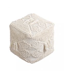 Cosma Pouf Quadrato in CotonexLana Bianco 40x40 cm per Arredamento Moderno