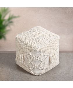 Cosma Pouf Quadrato in CotonexLana Bianco 40x40 cm per Arredamento Moderno