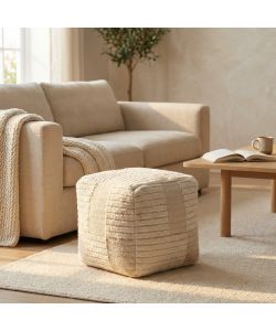 Cosma Pouf Quadrato Ecr� 40x40 cm - Arredo Moderno Fisso Decorativo