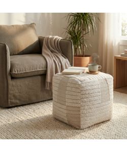 Cosma Pouf Quadrato Ecrù 40x40 cm - Arredo Moderno Fisso Decorativo