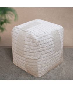 Cosma Pouf Quadrato Ecrù 40x40 cm - Arredo Moderno Fisso Decorativo
