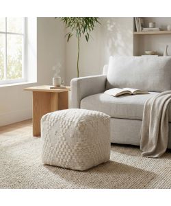 Cosma Pouf Quadrato Bianco 40x40 cm in CotonexLana Fisso Moderno