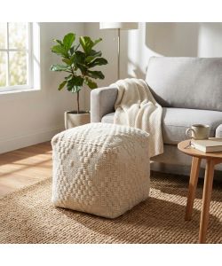 Cosma Pouf Quadrato Bianco 40x40 cm in CotonexLana Fisso Moderno