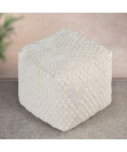 Cosma Pouf Quadrato Bianco 40x40 cm in CotonexLana Fisso Moderno