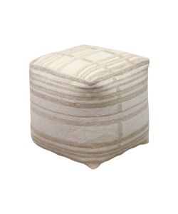 Cosma Pouf Quadrato Ecrù e Bianco 40x40 cm in Cotone e Lana