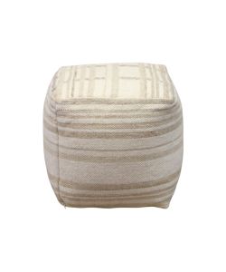 Cosma Pouf Quadrato Ecrù e Bianco 40x40 cm in Cotone e Lana